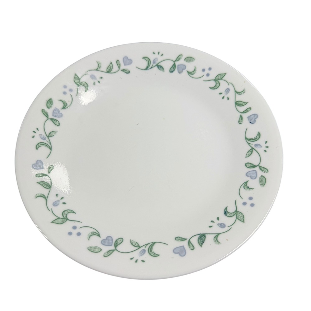 Corelle Country Cottage Bread and Butter Plate 6.75 Blue Hearts Green Vines USA